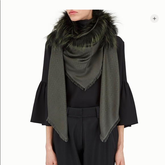 Fendi Accessories - Fendi shawl / scarf with fur trim. Never worn.